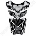 Motografix Smoking Sacred Heart Skull Silver / Black 3D Gel Tankpad Protector ST077KS