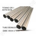  Cafè Racer Tubo titanio seamleSs D. 45mm X 1mm L.1000mm Titanio seamless Gr.1 TUBE AISI Tig L.100cm D.45mm x 1mm  Tubo titanio 