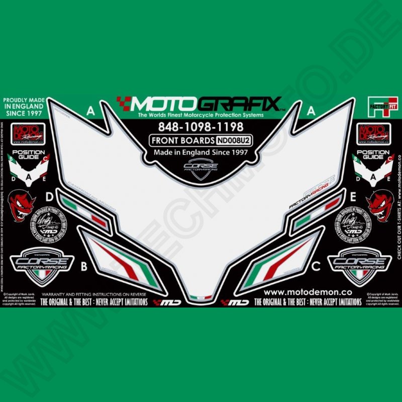 Motografix Stone Chip Protection front Ducati 848 / 1098 / 1198 ND008U2