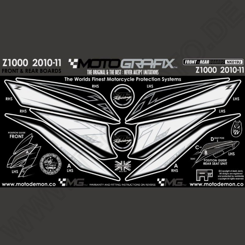 Motografix Stone Chip Protection Kit Kawasaki Z 1000 2010-2013 NK019U