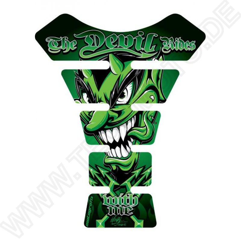 Motografix The Devil Rides With Me Green 3D Gel Tank Pad Protector ST056G