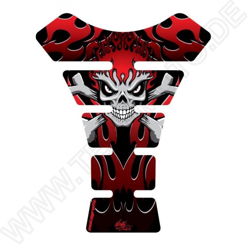 Motografix Flaming Skull Red 3D Gel Tank Pad Protector ST063R