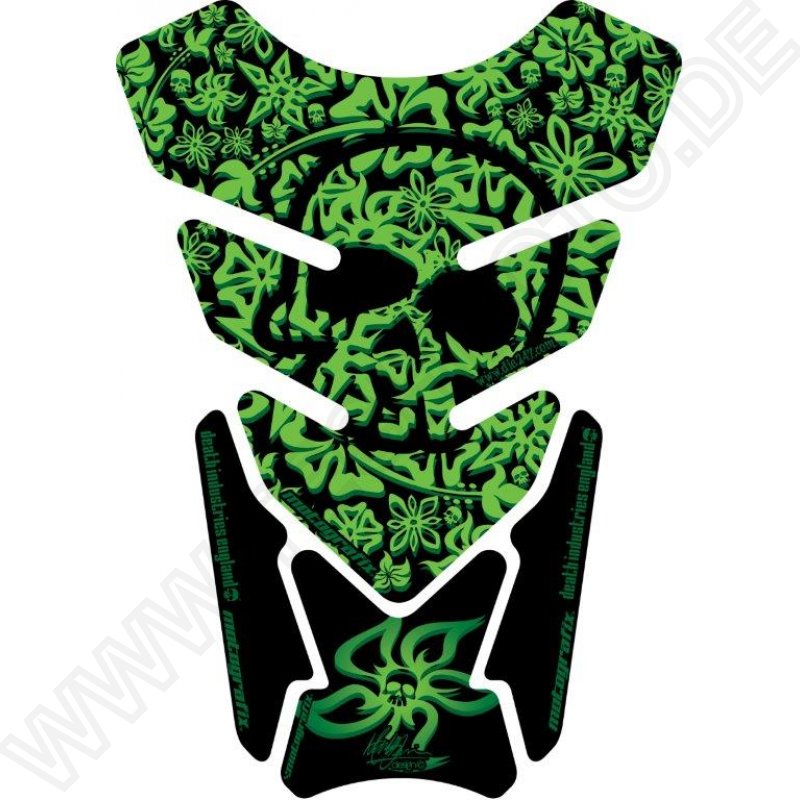 Motografix Hawaiian Aloha Skull Design Green 3D Gel Tankpad Protector ST076G