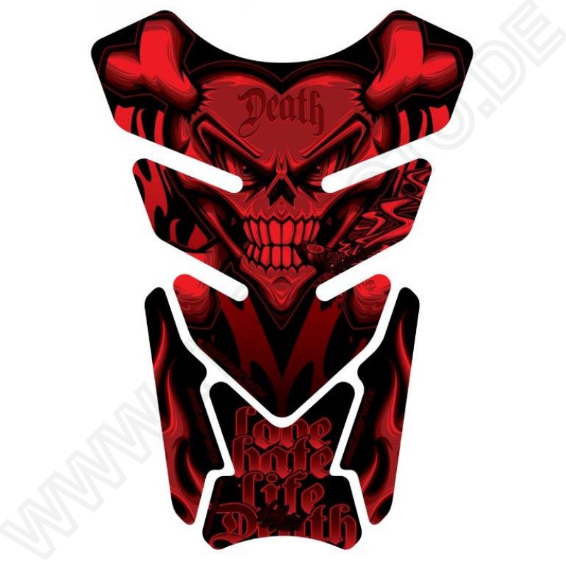 Motografix Smoking Sacred Heart Skull Red 3D Gel Tankpad Protector ST077R