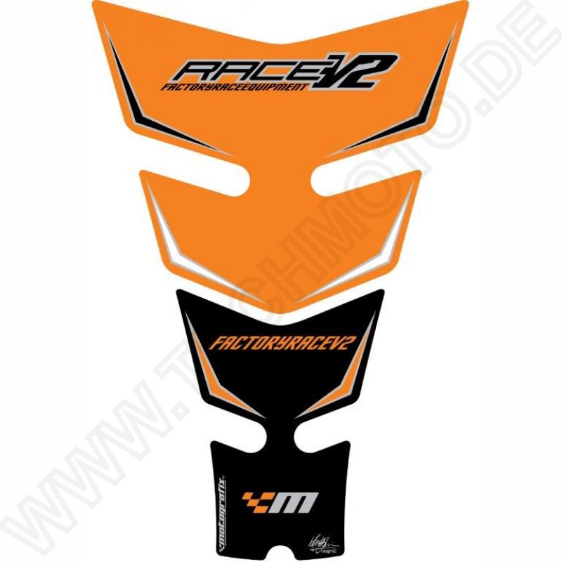 Motografix KTM Race V2 Orange / Black Factory 3D Gel Tank Pad Protector TKTM01O