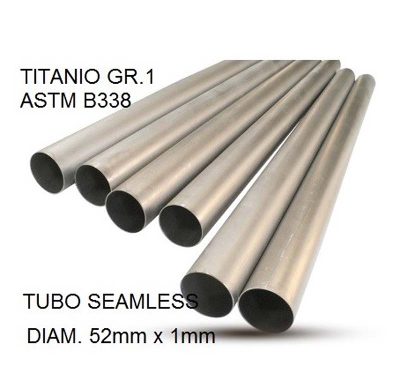  Cafè Racer Tubo titanio seamleSs D. 52mm X 1mm L.1000mm Titanio seamless Gr.1 TUBE AISI Tig L.100cm D.52mm x 1mm  Tubo titanio 